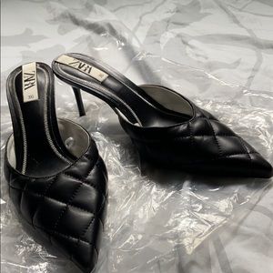 Zara Back Quilted Kitten Heels